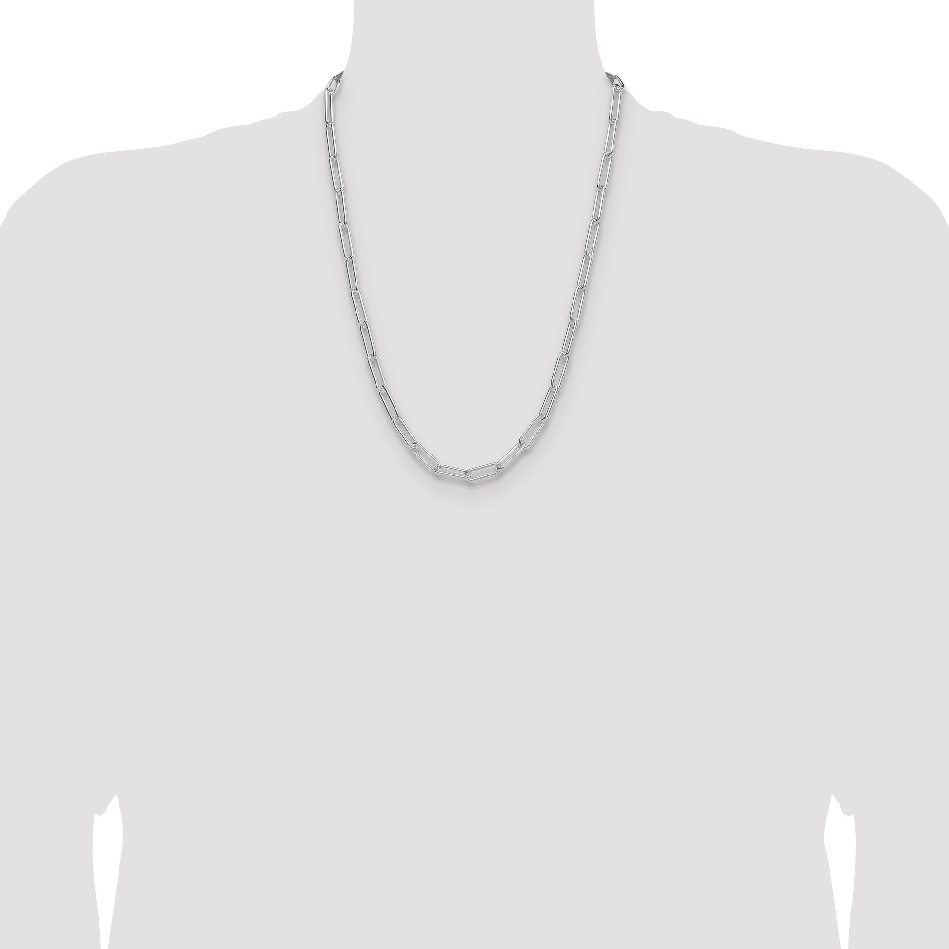 Sterling Silver Rhodium-plated Polished 5.5mm Paperclip Chain