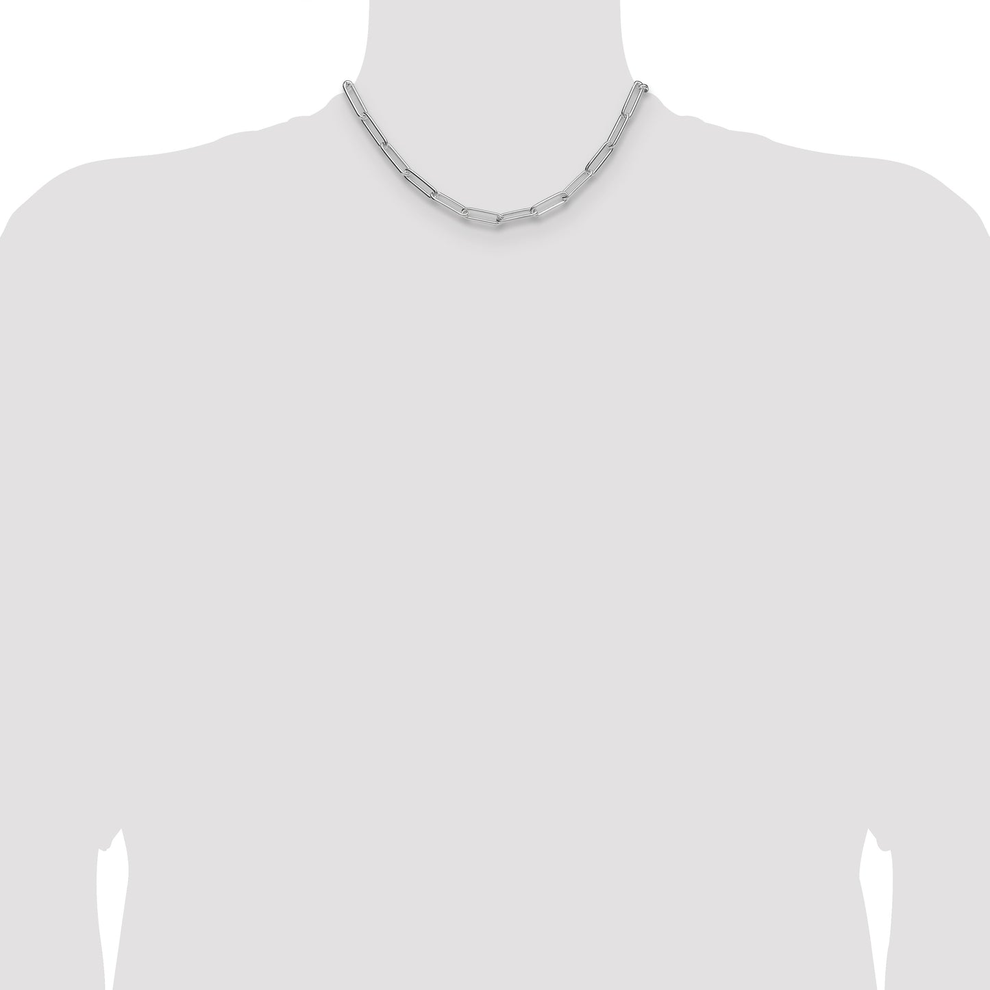 Sterling Silver Rhodium-plated Polished 6.5mm Paperclip Chain