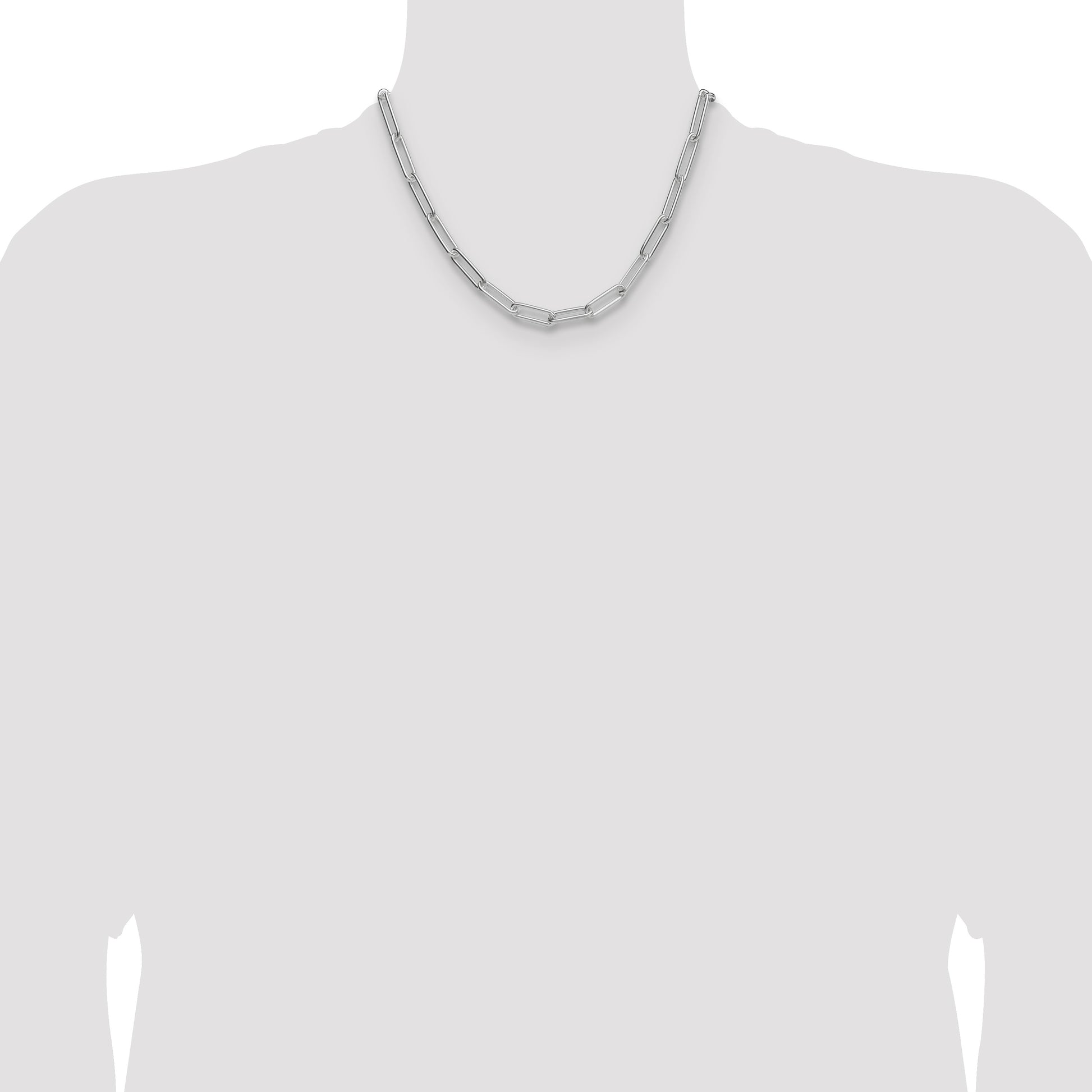 Sterling Silver Rhodium-plated Polished 6.5mm Paperclip Chain