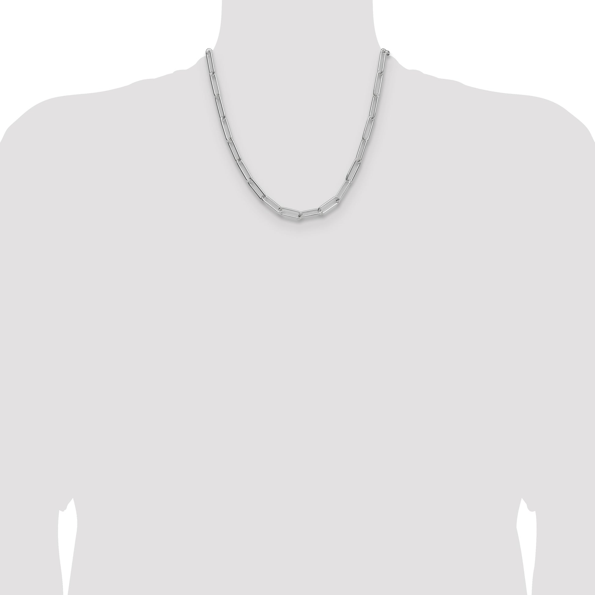 Sterling Silver Rhodium-plated Polished 6.5mm Paperclip Chain