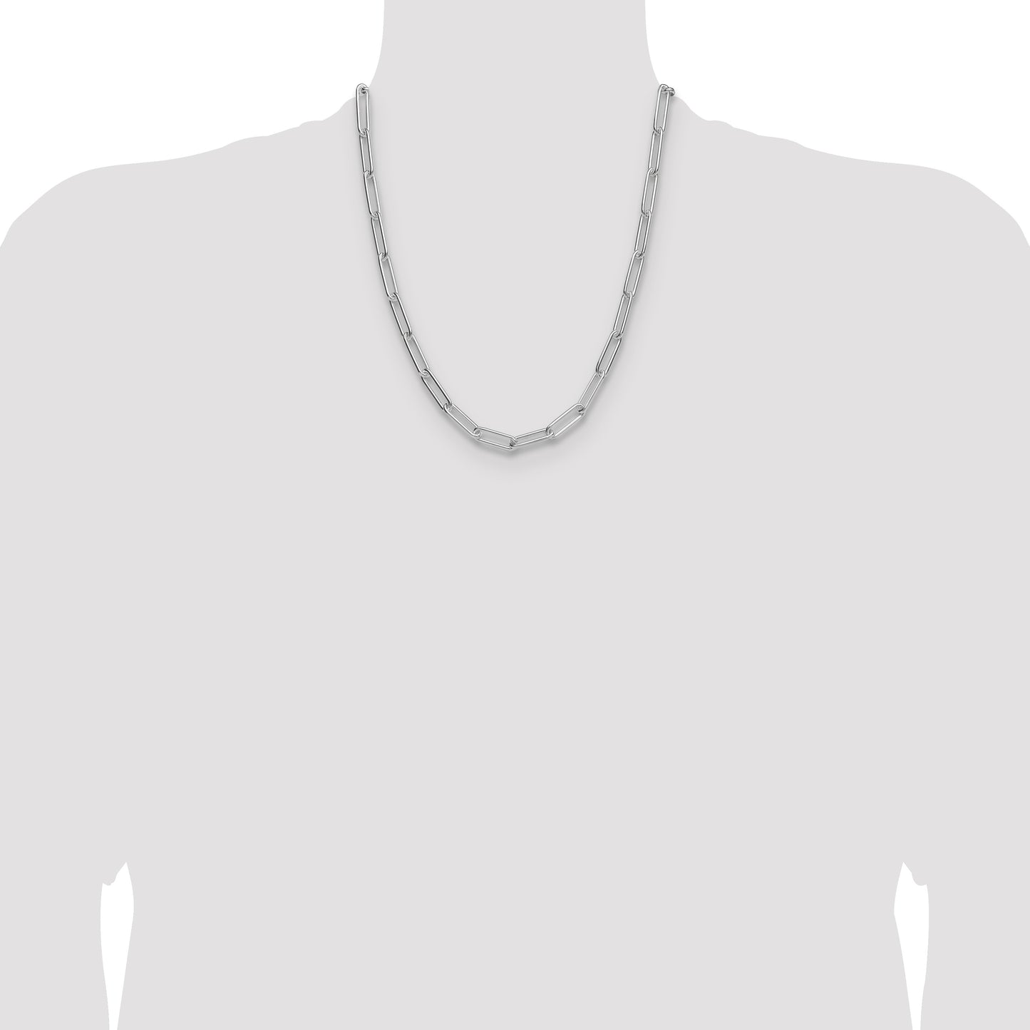 Sterling Silver Rhodium-plated Polished 6.5mm Paperclip Chain