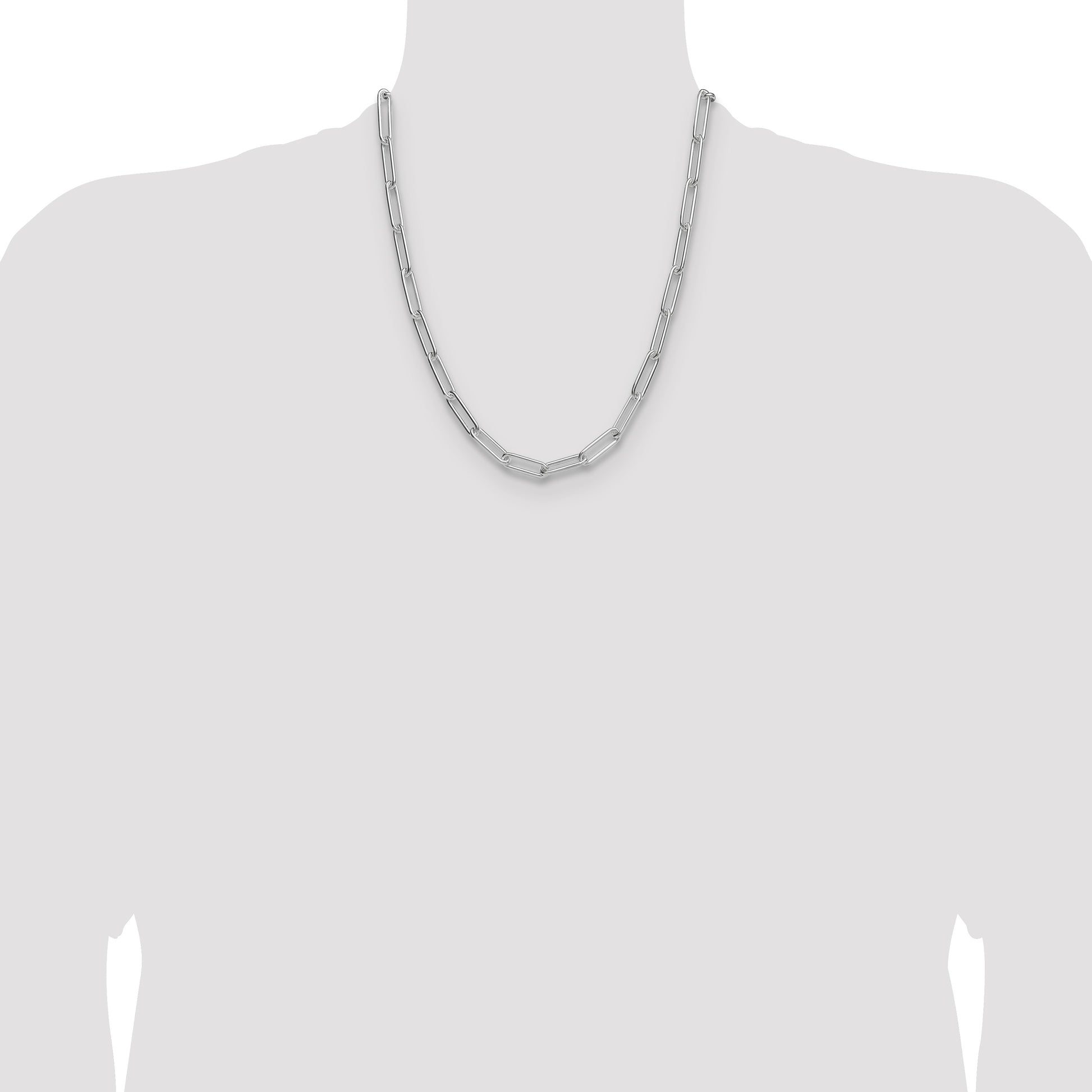 Sterling Silver Rhodium-plated Polished 6.5mm Paperclip Chain