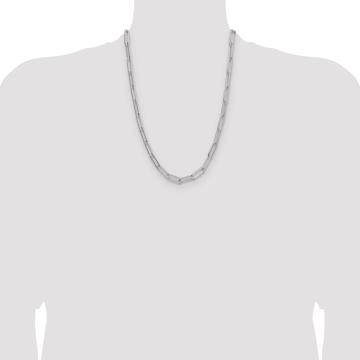 Sterling Silver Rhodium-plated Polished 6.5mm Paperclip Chain