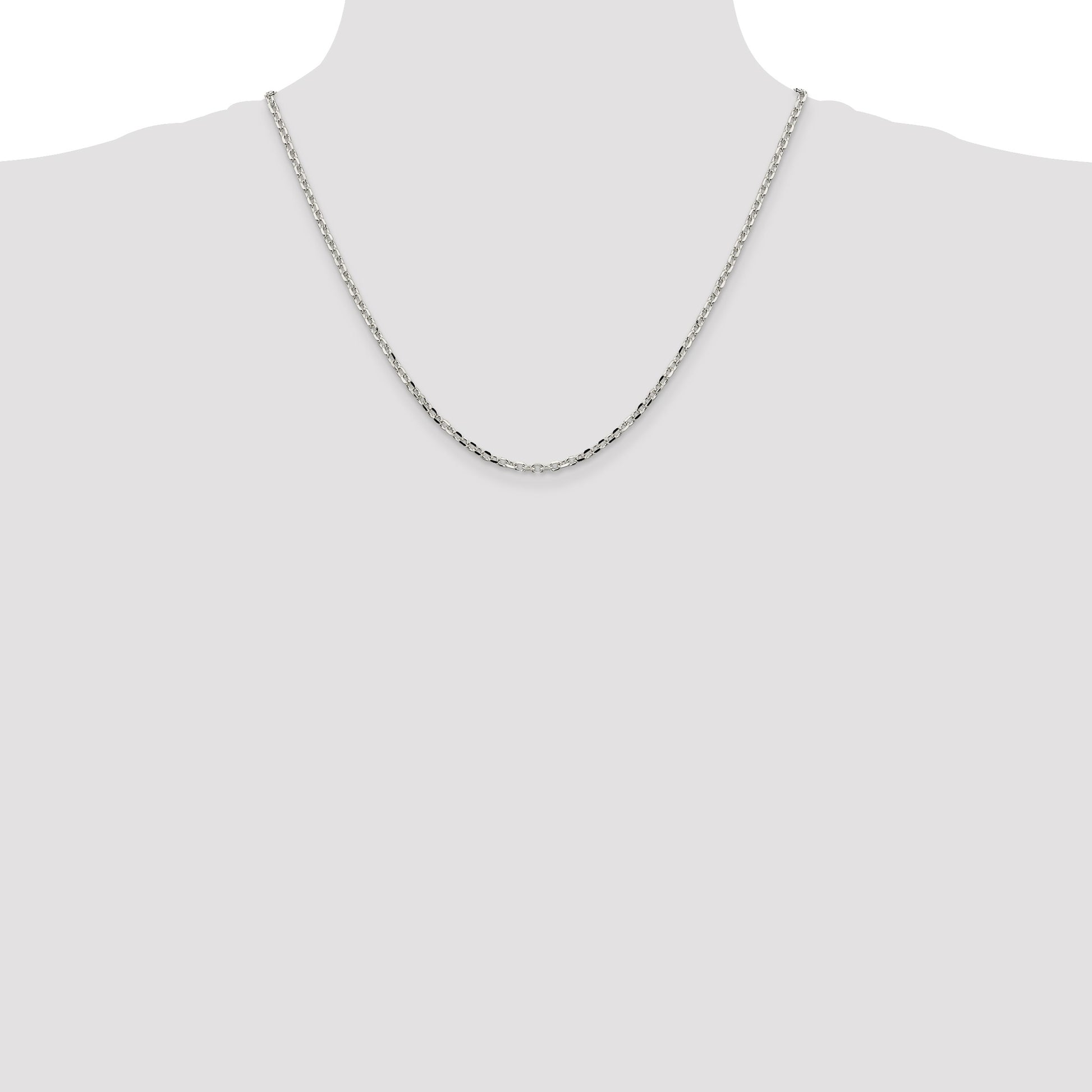 Sterling Silver 2.75mm Diamond-cut Forzantine Cable Chain