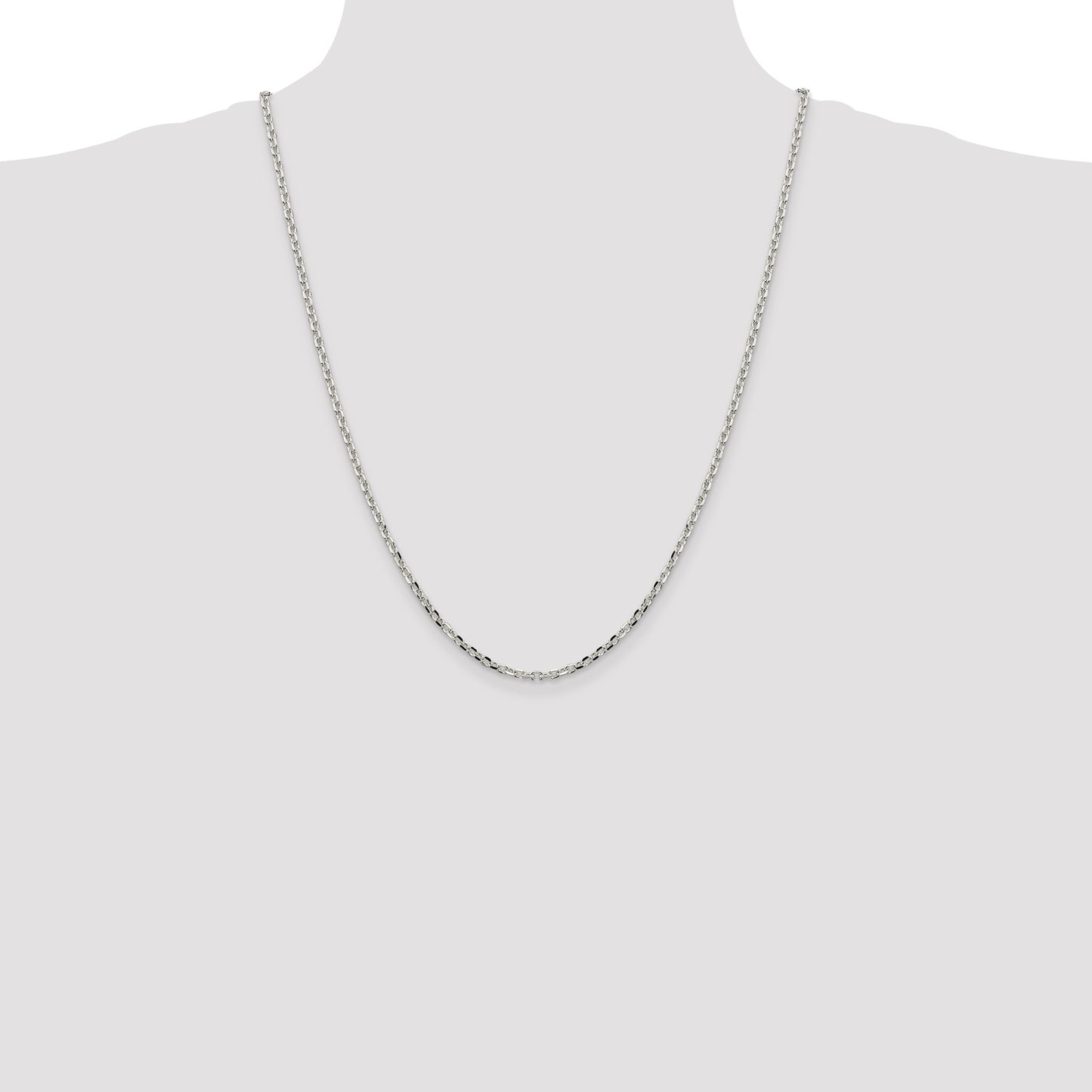 Sterling Silver 2.75mm Diamond-cut Forzantine Cable Chain