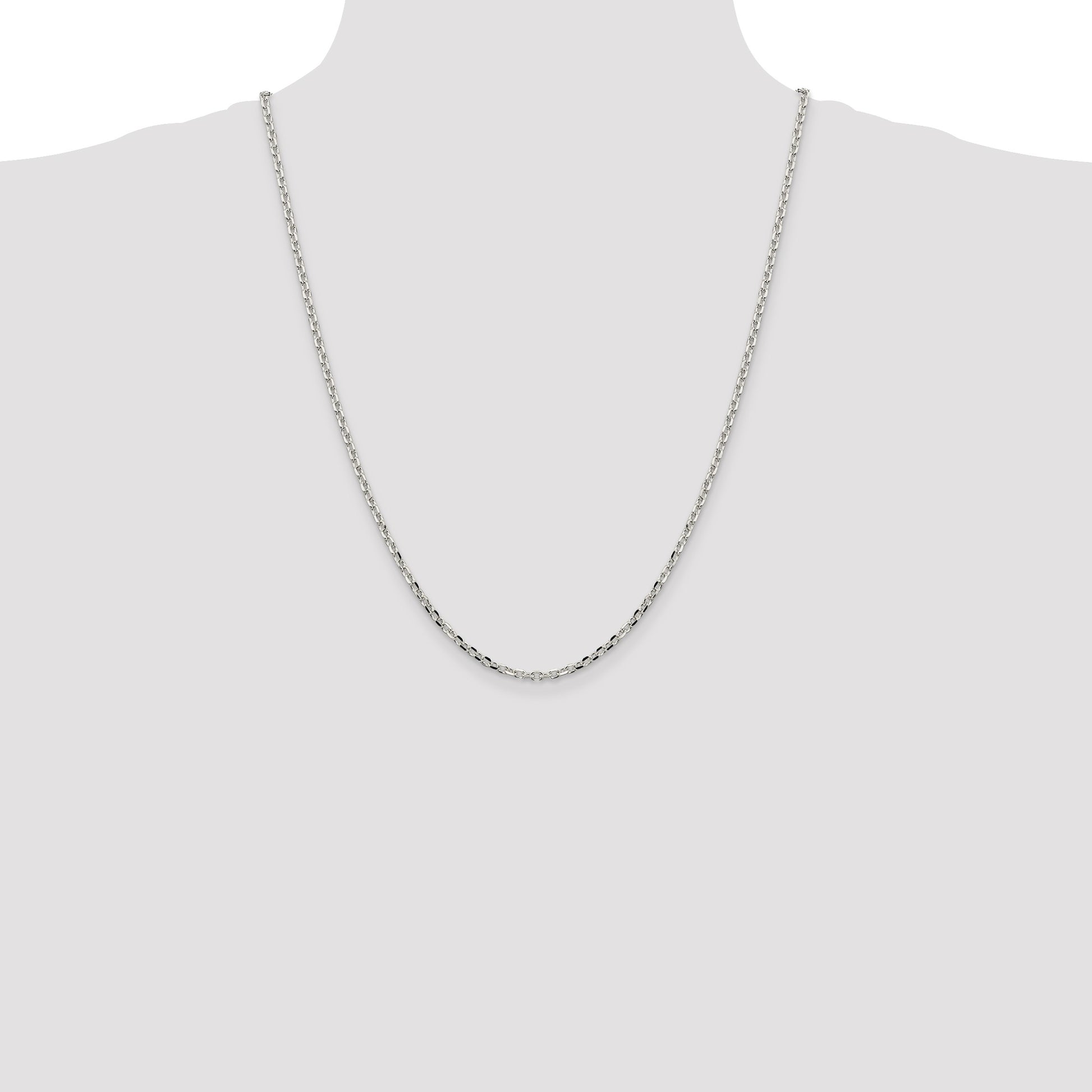 Sterling Silver 2.75mm Diamond-cut Forzantine Cable Chain