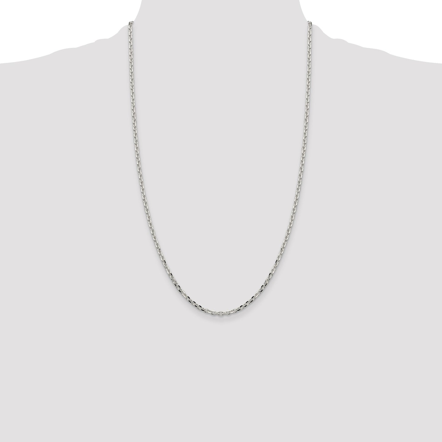 Sterling Silver 2.75mm Diamond-cut Forzantine Cable Chain