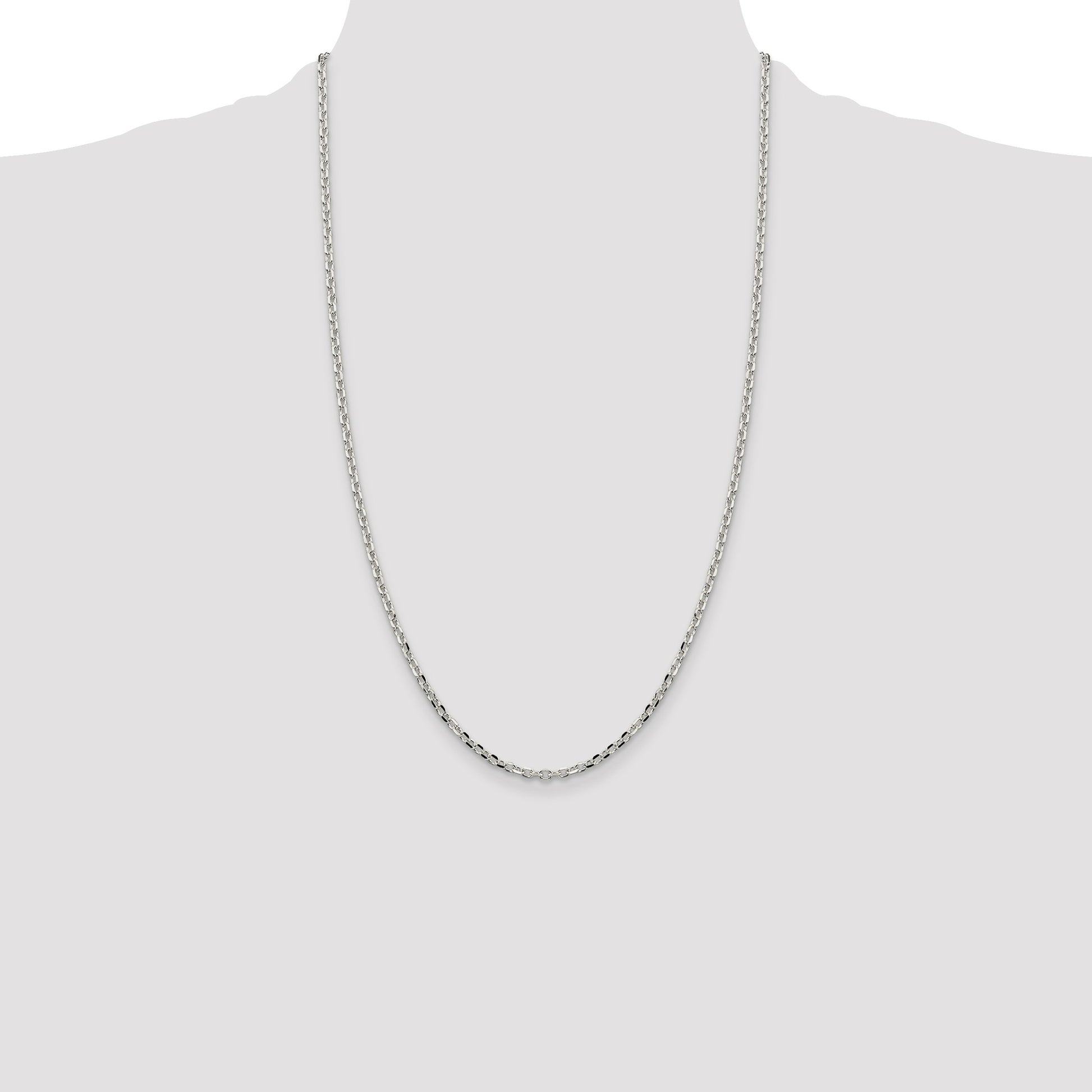 Sterling Silver 2.75mm Diamond-cut Forzantine Cable Chain