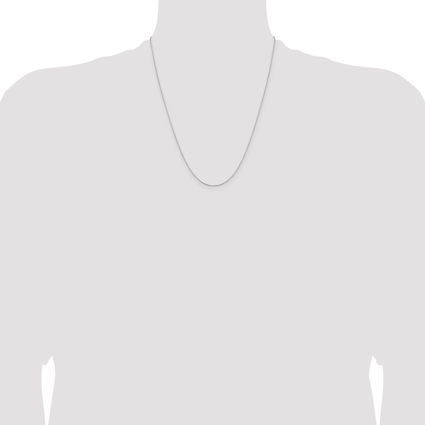 Sterling Silver Rhodium-plated .6mm Mirror Box Chain w/4in ext.
