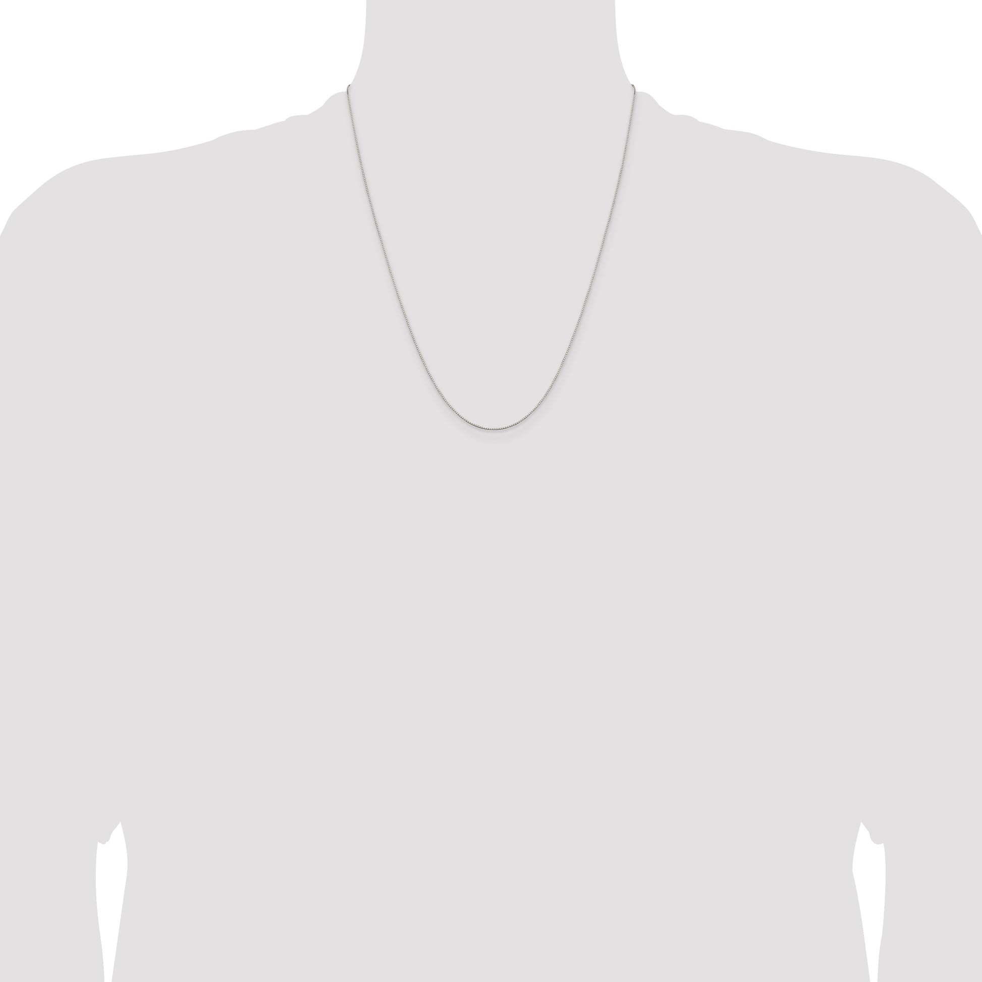 Sterling Silver Rhodium-plated .6mm Mirror Box Chain w/4in ext.