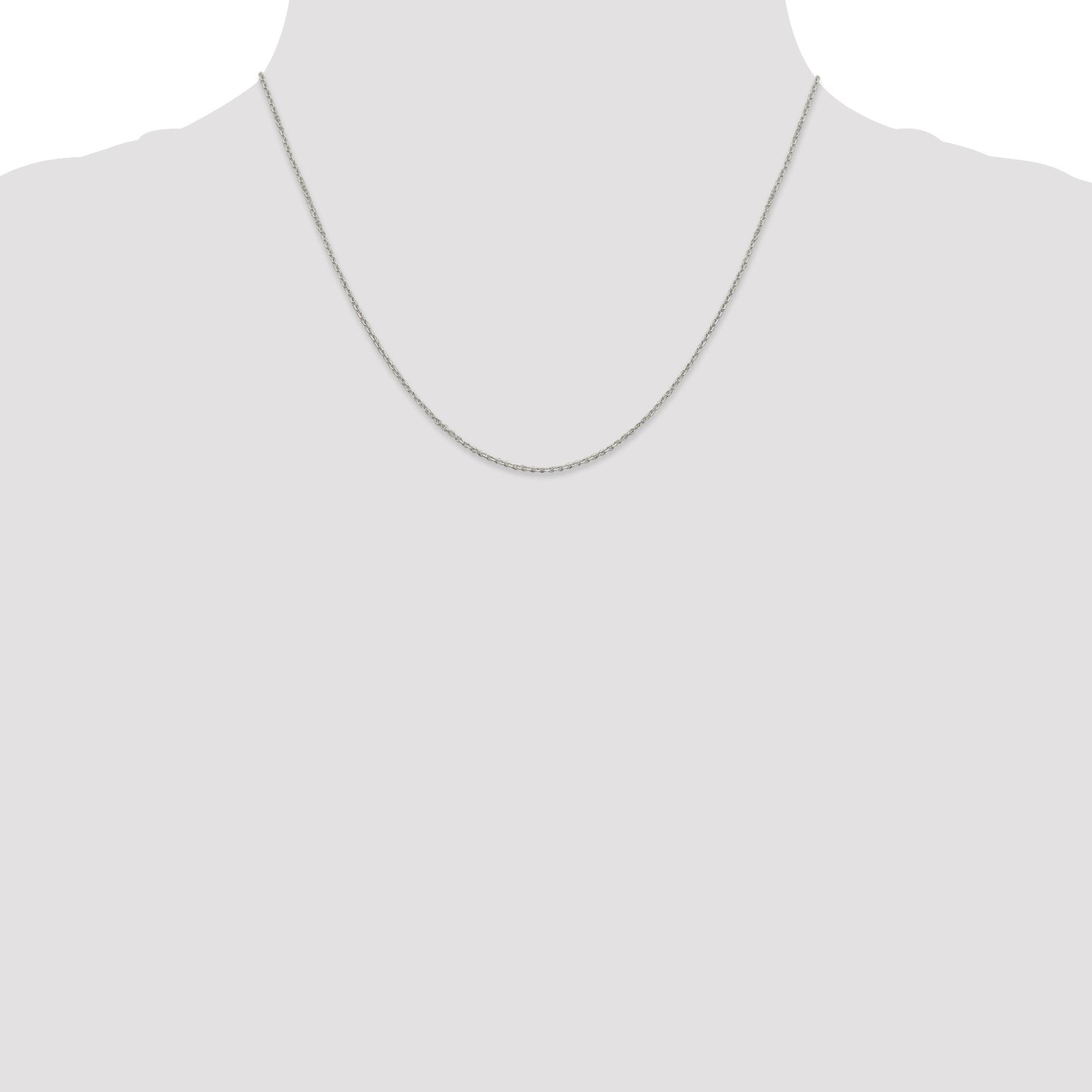 Sterling Silver Rhodium-plated 1.25mm Diamond-cut Forzantine Cable Chain
