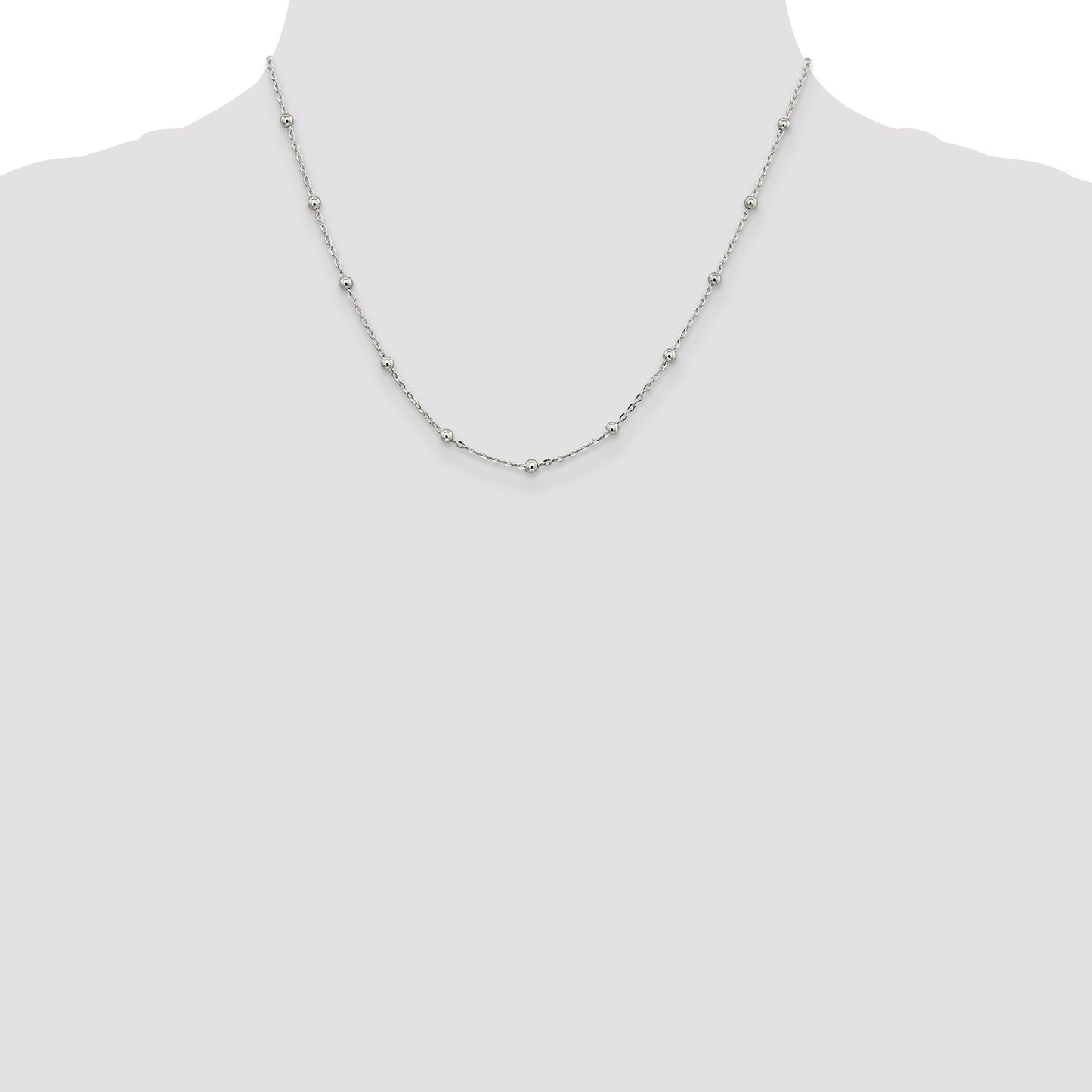 Sterling Silver 1.3mm Fancy Beaded Chain