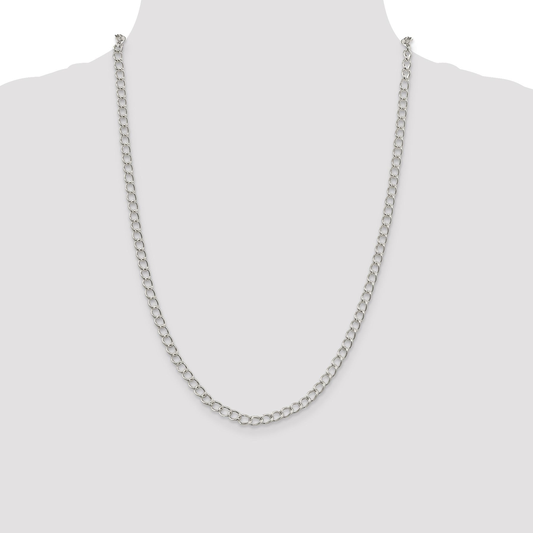 Sterling Silver 4.5mm Half round Wire Open Curb Chain