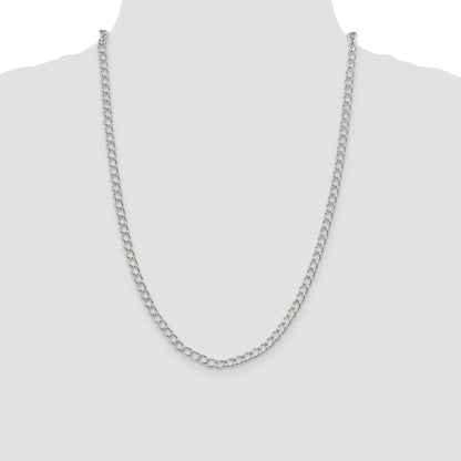 Sterling Silver 4.5mm Half round Wire Open Curb Chain