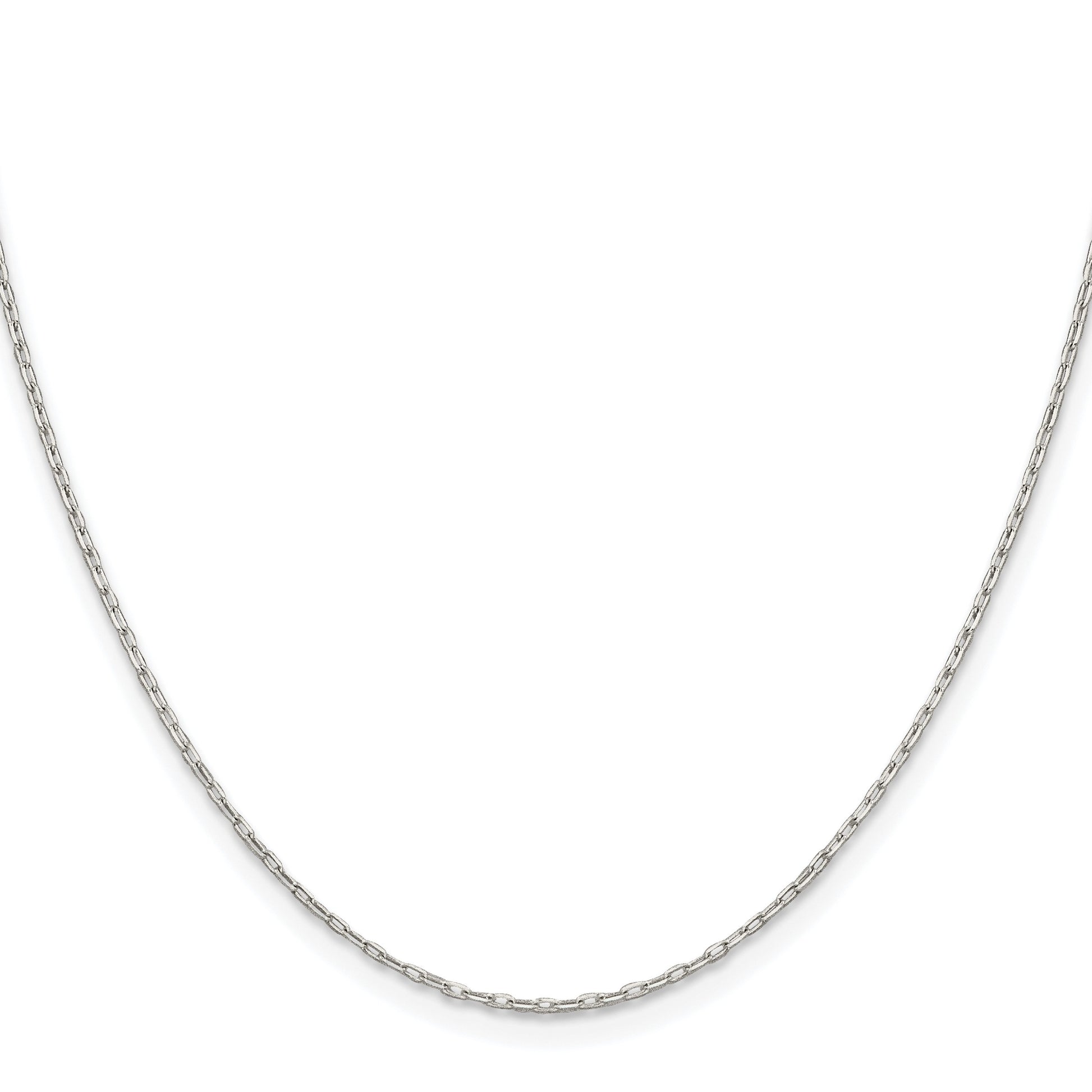 Sterling Silver Rhodium-plated 1mm Diamond-cut Long Link Cable Chain w/2in