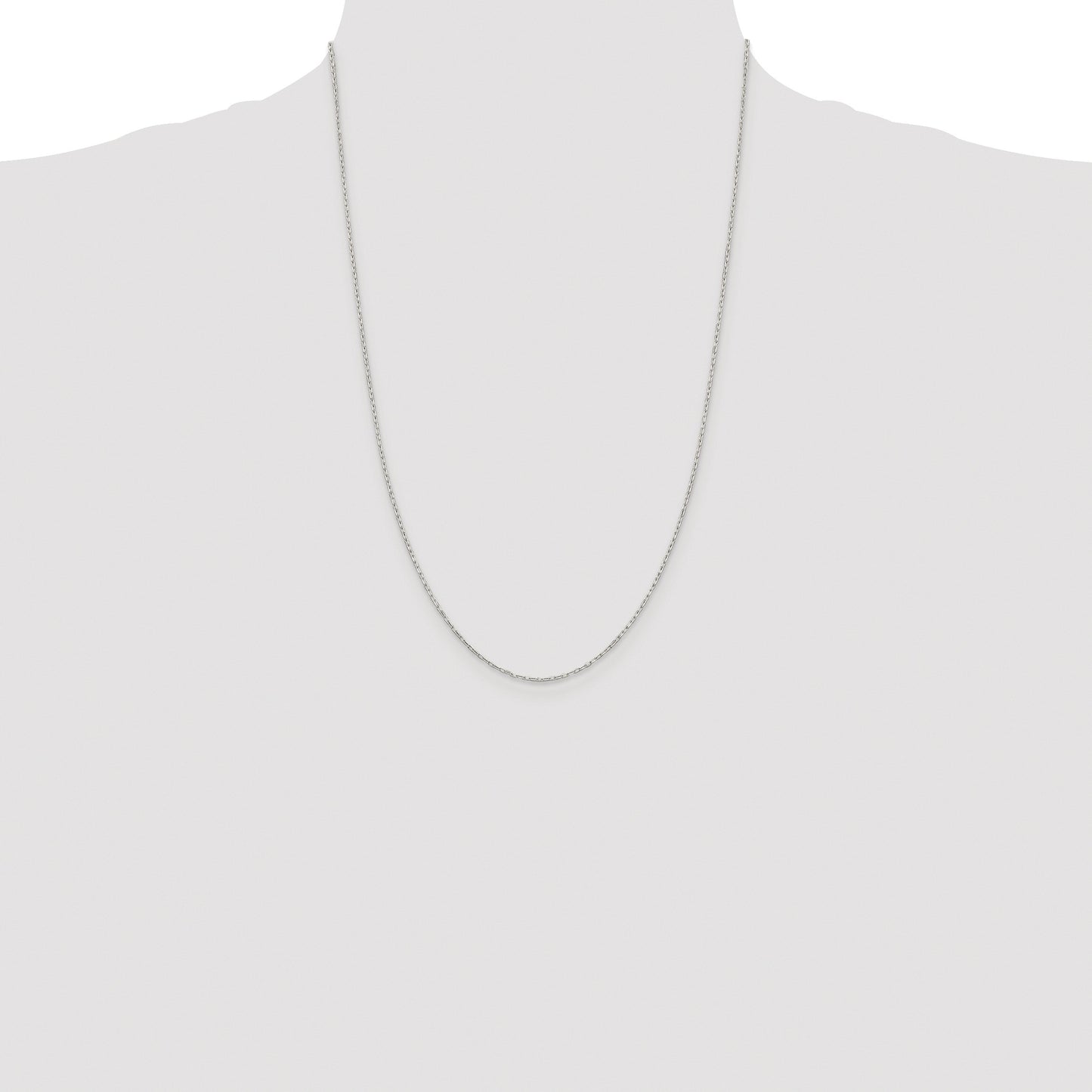 Sterling Silver Rhodium-plated 1mm Diamond-cut Long Link Cable Chain