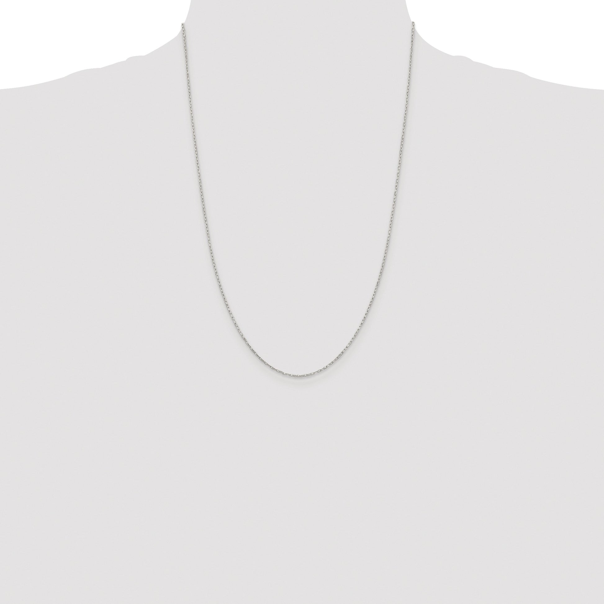 Sterling Silver Rhodium-plated 1mm Diamond-cut Long Link Cable Chain