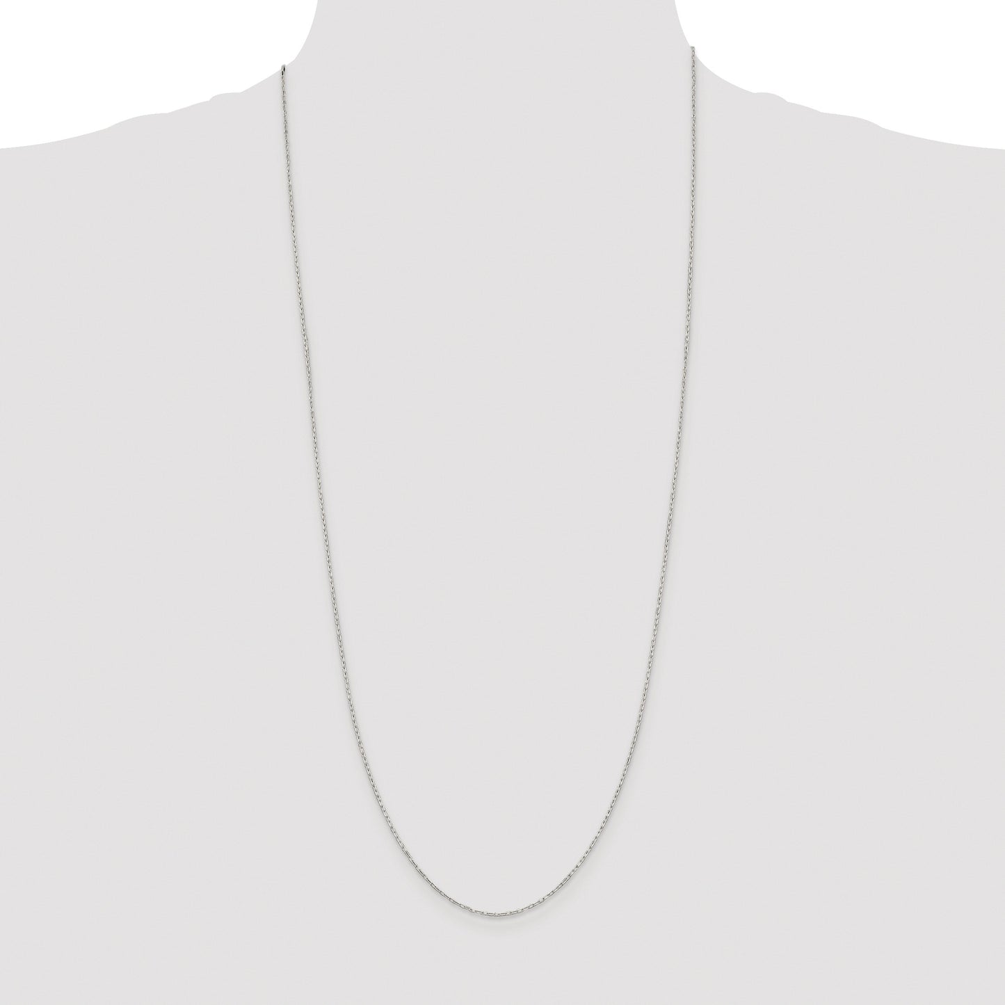 Sterling Silver Rhodium-plated 1mm Diamond-cut Long Link Cable Chain