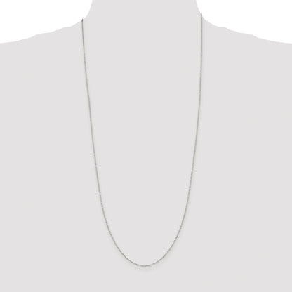 Sterling Silver Rhodium-plated 1mm Diamond-cut Long Link Cable Chain