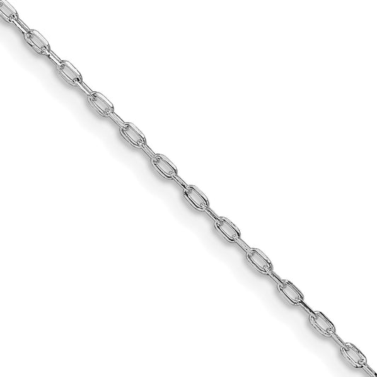 Sterling Silver Rhodium-plated 1mm Diamond-cut Long Link Cable Chain w/2in