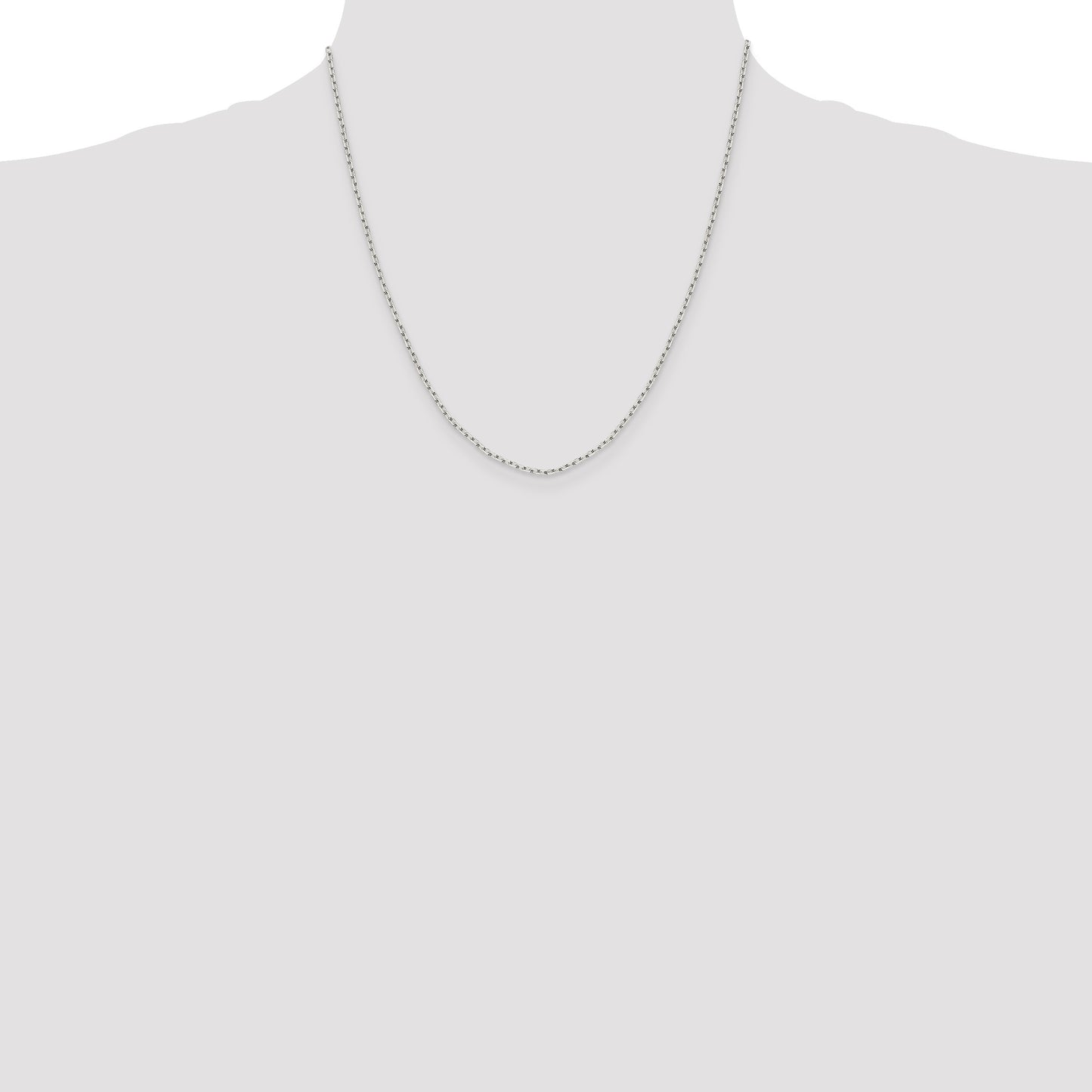 Sterling Silver 1.65mm Diamond-cut Long Link Cable Chain