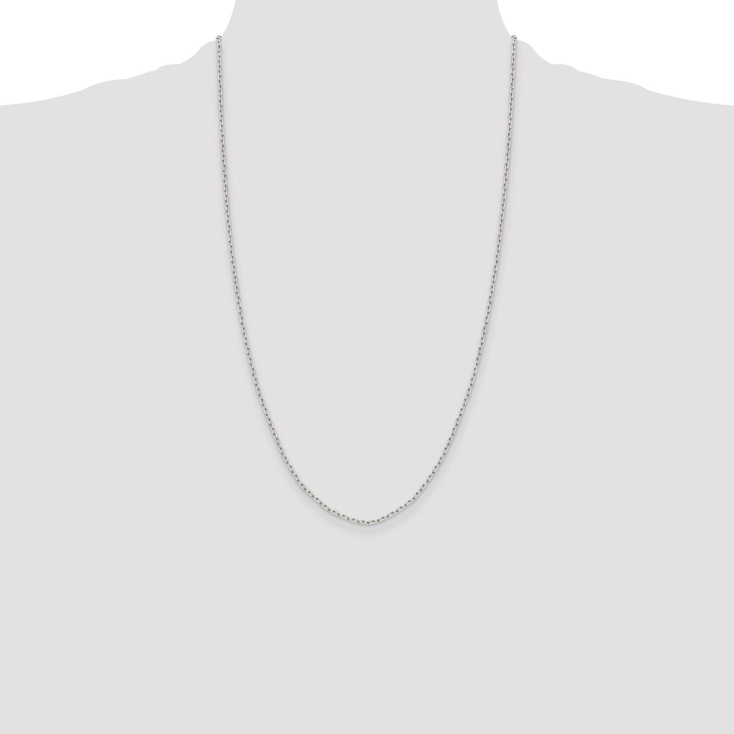 Sterling Silver 1.65mm Diamond-cut Long Link Cable Chain