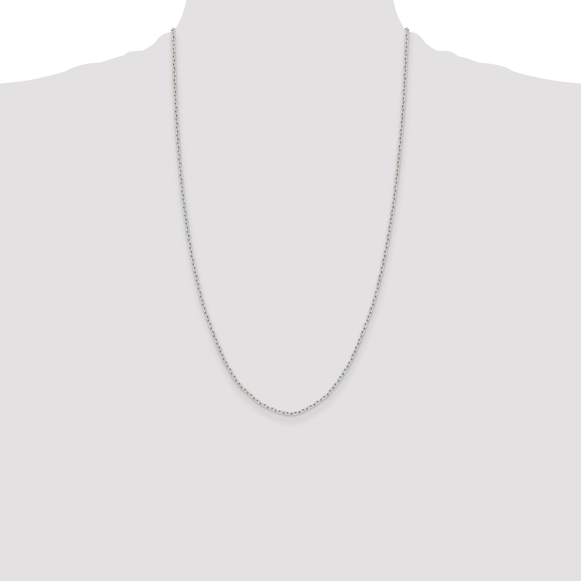 Sterling Silver 1.65mm Diamond-cut Long Link Cable Chain