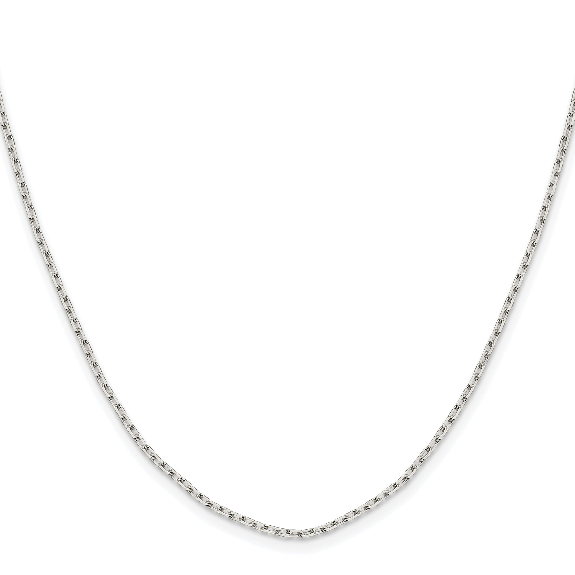 Sterling Silver Rhodium-plated 1.65mm Diamond-cut Long Link Cable Chain