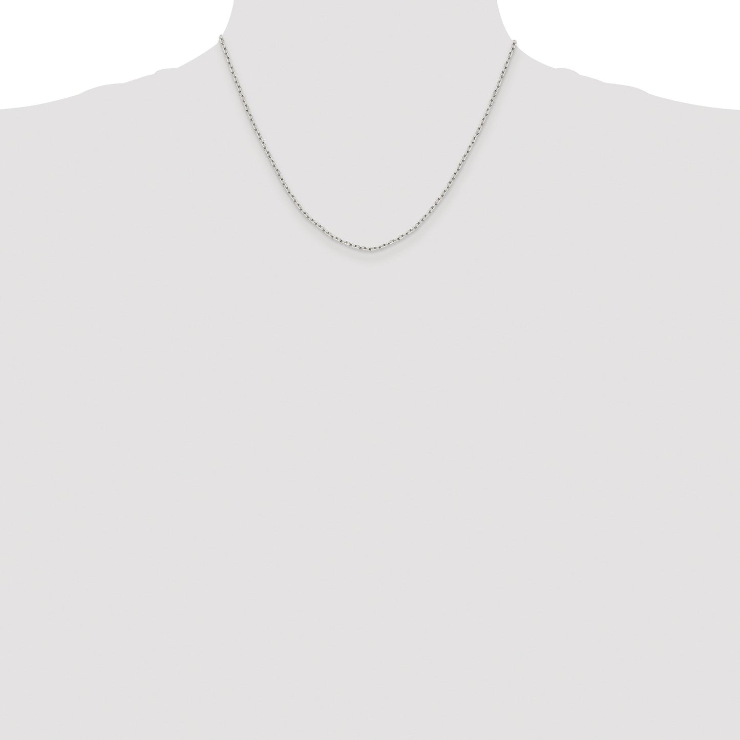 Sterling Silver Rhodium-plated 1.65mm Diamond-cut Long Link Cable Chain