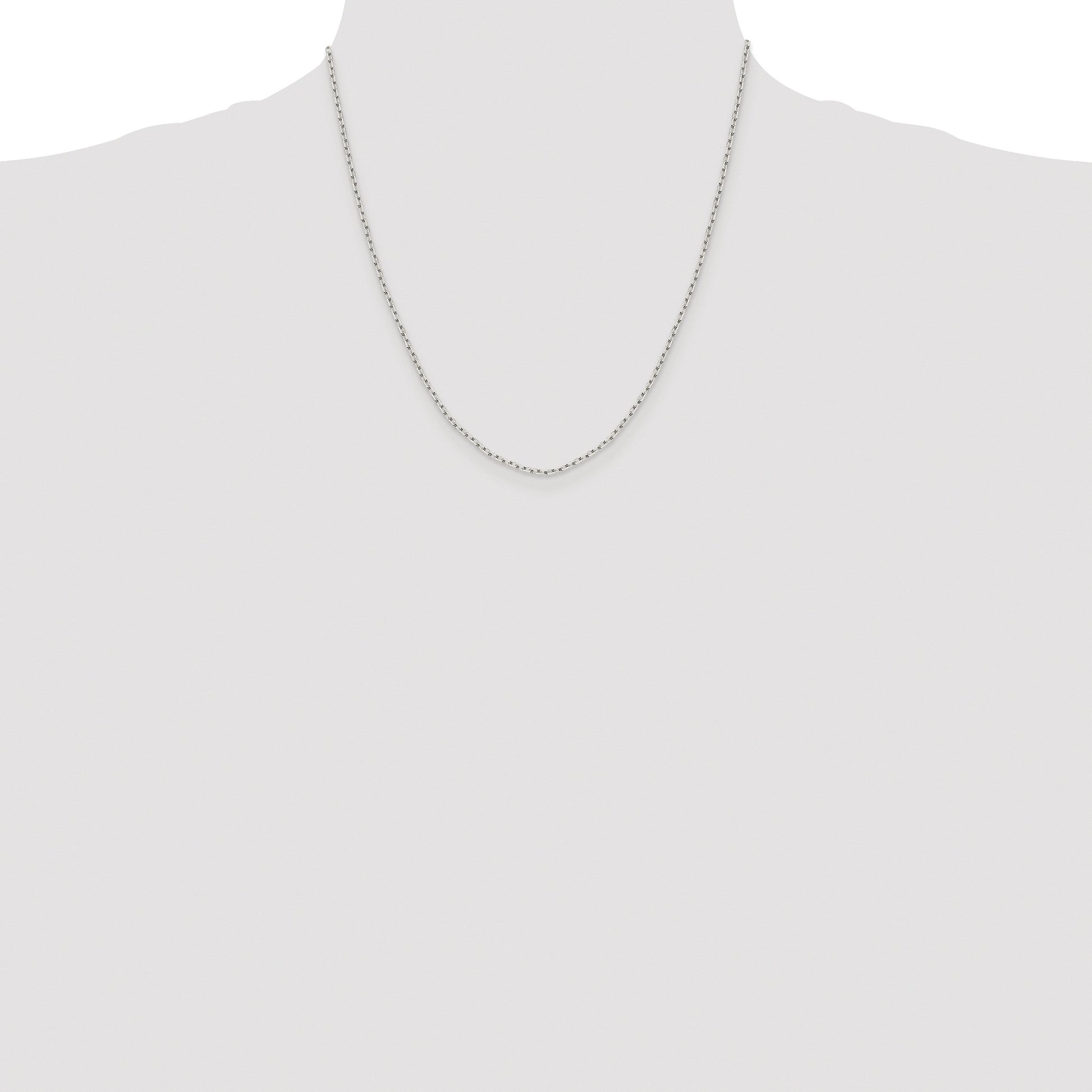 Sterling Silver Rhodium-plated 1.65mm Diamond-cut Long Link Cable Chain