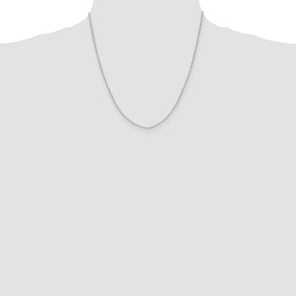 Sterling Silver Rhodium-plated 1.65mm Diamond-cut Long Link Cable Chain