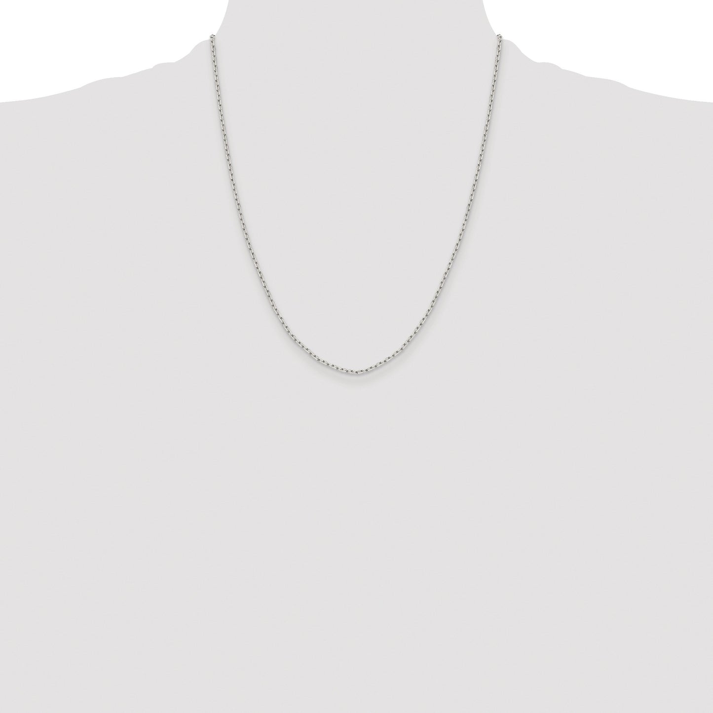 Sterling Silver Rhodium-plated 1.65mm Diamond-cut Long Link Cable Chain