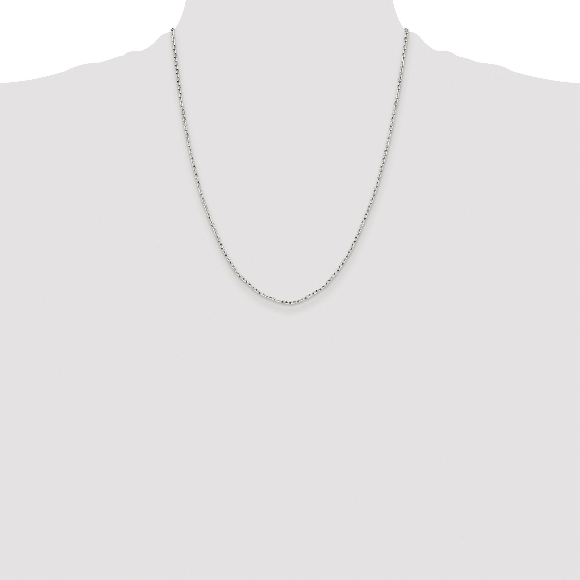 Sterling Silver Rhodium-plated 1.65mm Diamond-cut Long Link Cable Chain