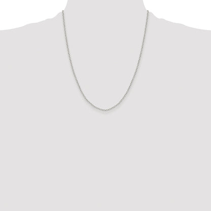 Sterling Silver Rhodium-plated 1.65mm Diamond-cut Long Link Cable Chain