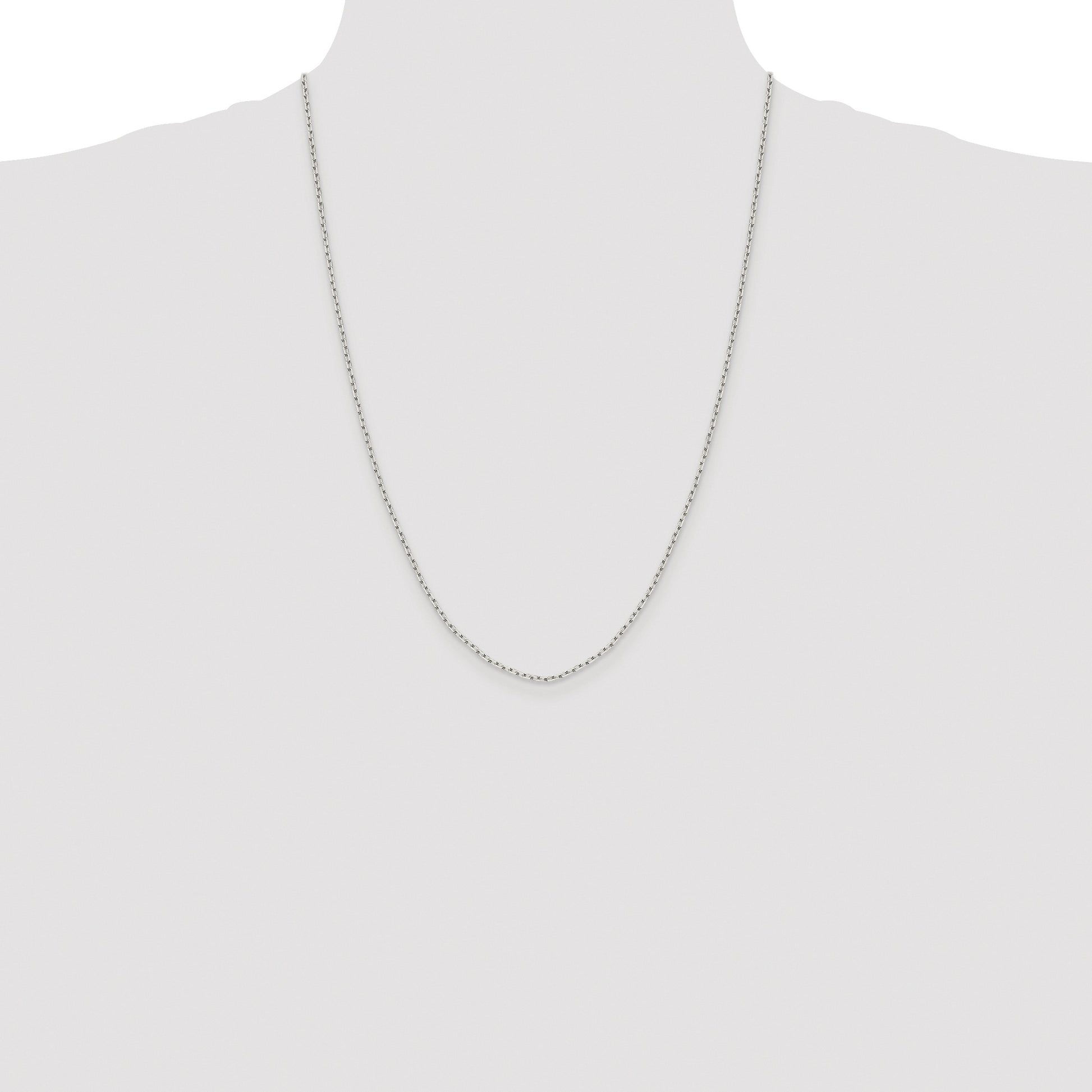 Sterling Silver Rhodium-plated 1.65mm Diamond-cut Long Link Cable Chain