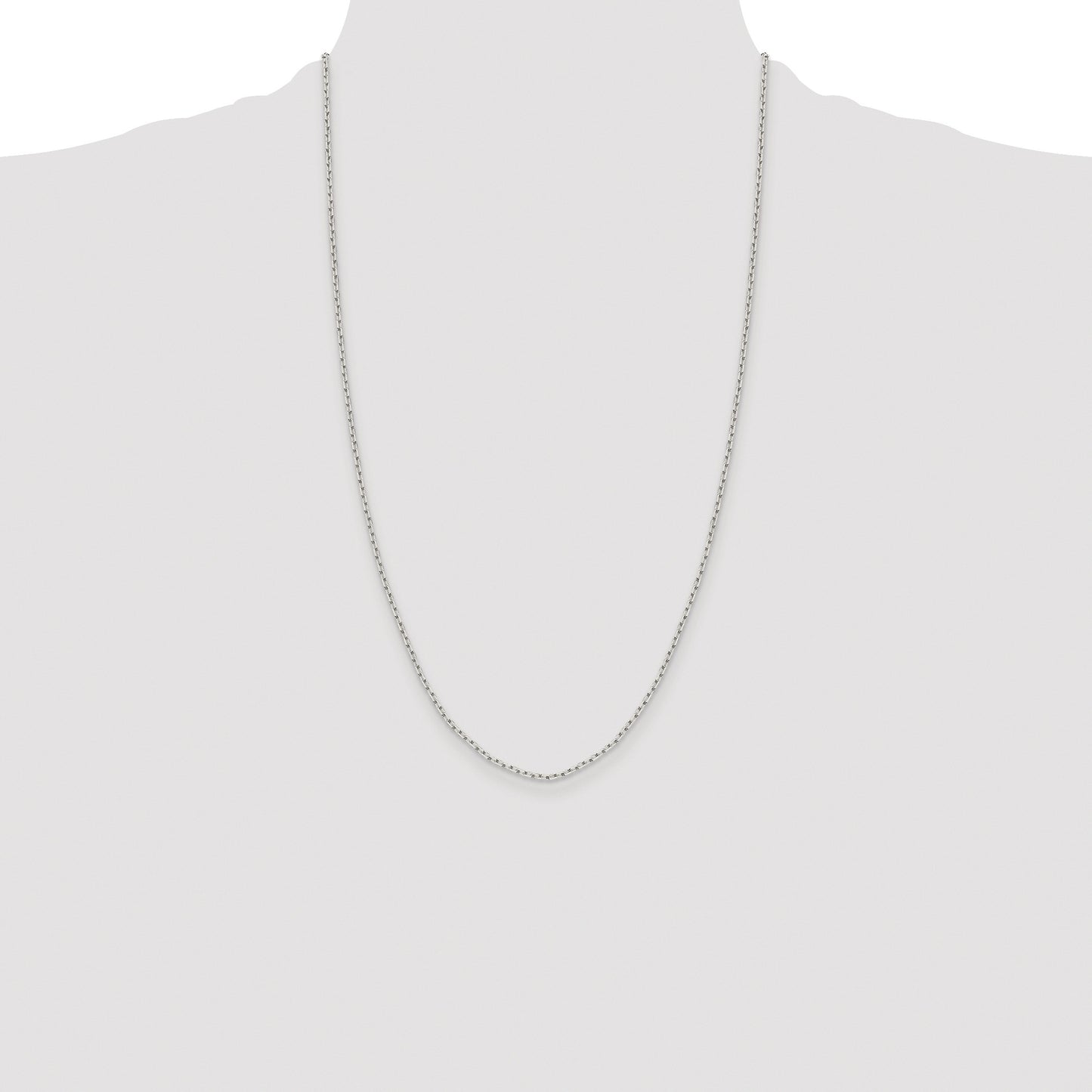 Sterling Silver Rhodium-plated 1.65mm Diamond-cut Long Link Cable Chain