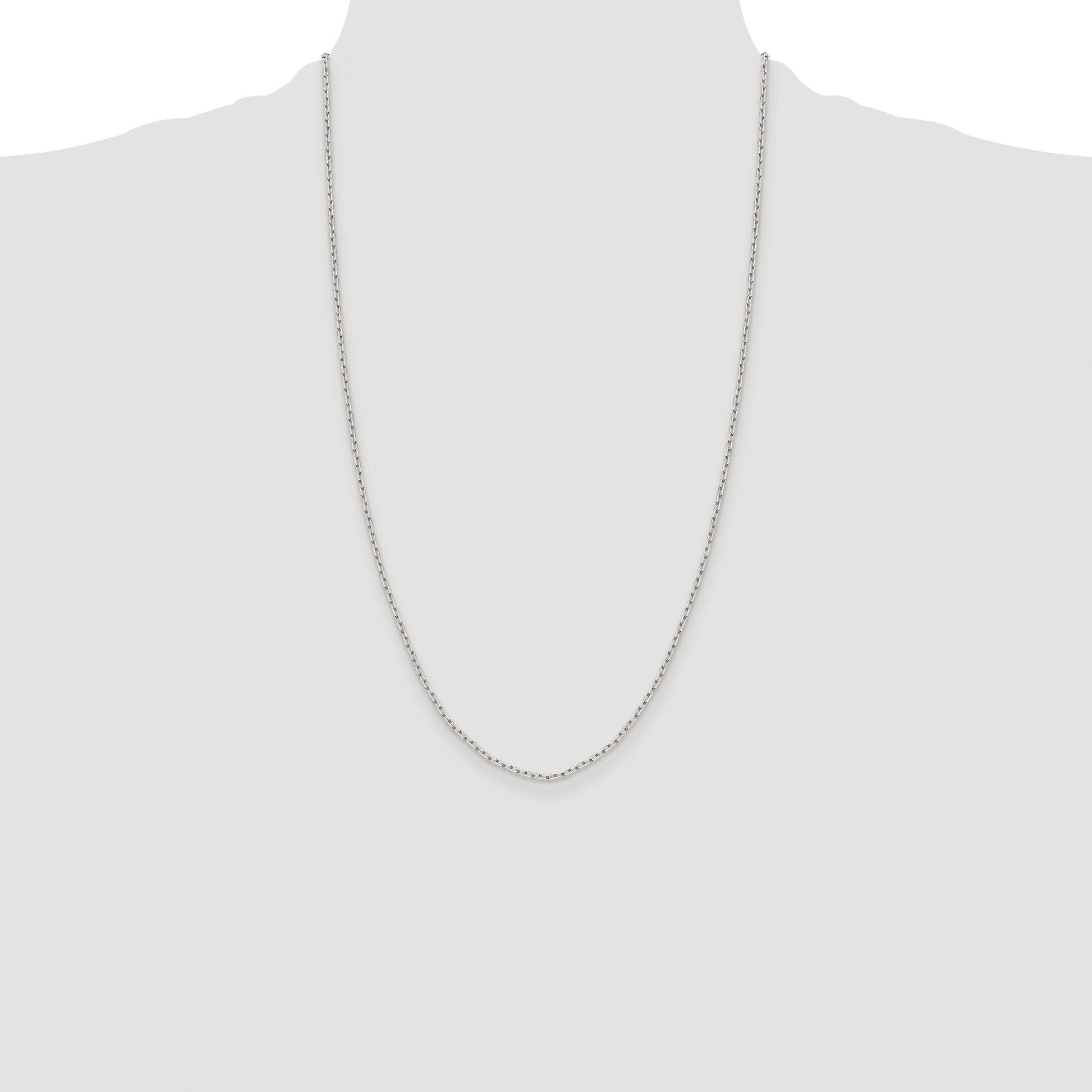 Sterling Silver Rhodium-plated 1.65mm Diamond-cut Long Link Cable Chain
