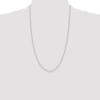 Sterling Silver Rhodium-plated 1.65mm Diamond-cut Long Link Cable Chain