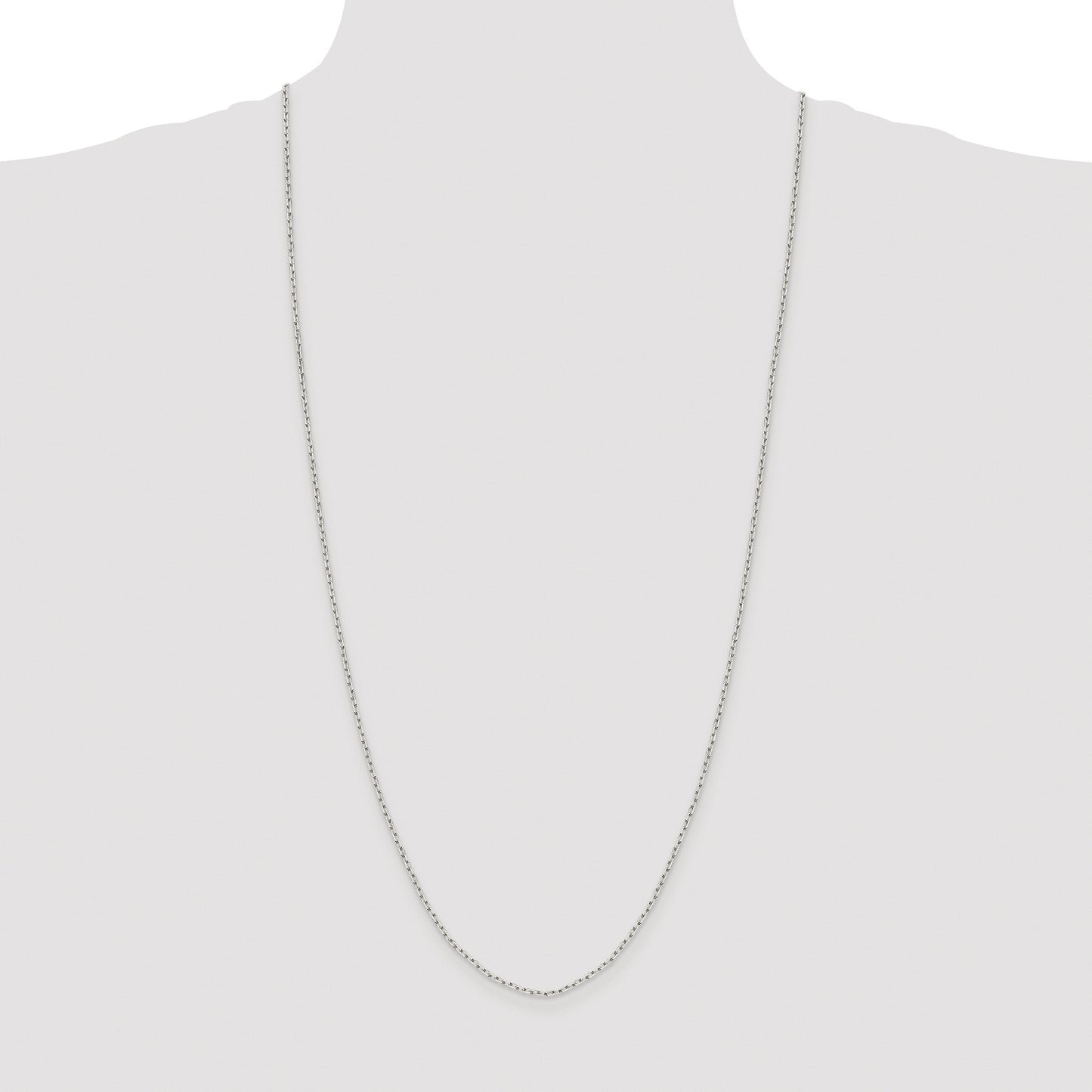 Sterling Silver Rhodium-plated 1.65mm Diamond-cut Long Link Cable Chain