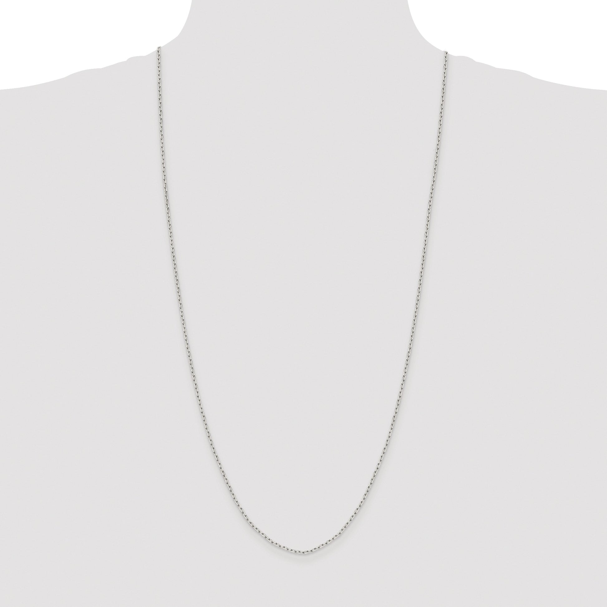 Sterling Silver Rhodium-plated 1.65mm Diamond-cut Long Link Cable Chain