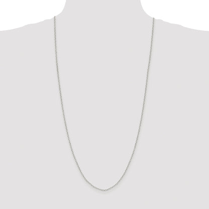 Sterling Silver Rhodium-plated 1.65mm Diamond-cut Long Link Cable Chain