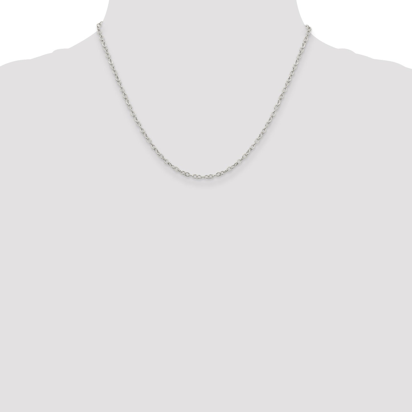 Sterling Silver 2.5mm Flat Open Oval Cable Chain
