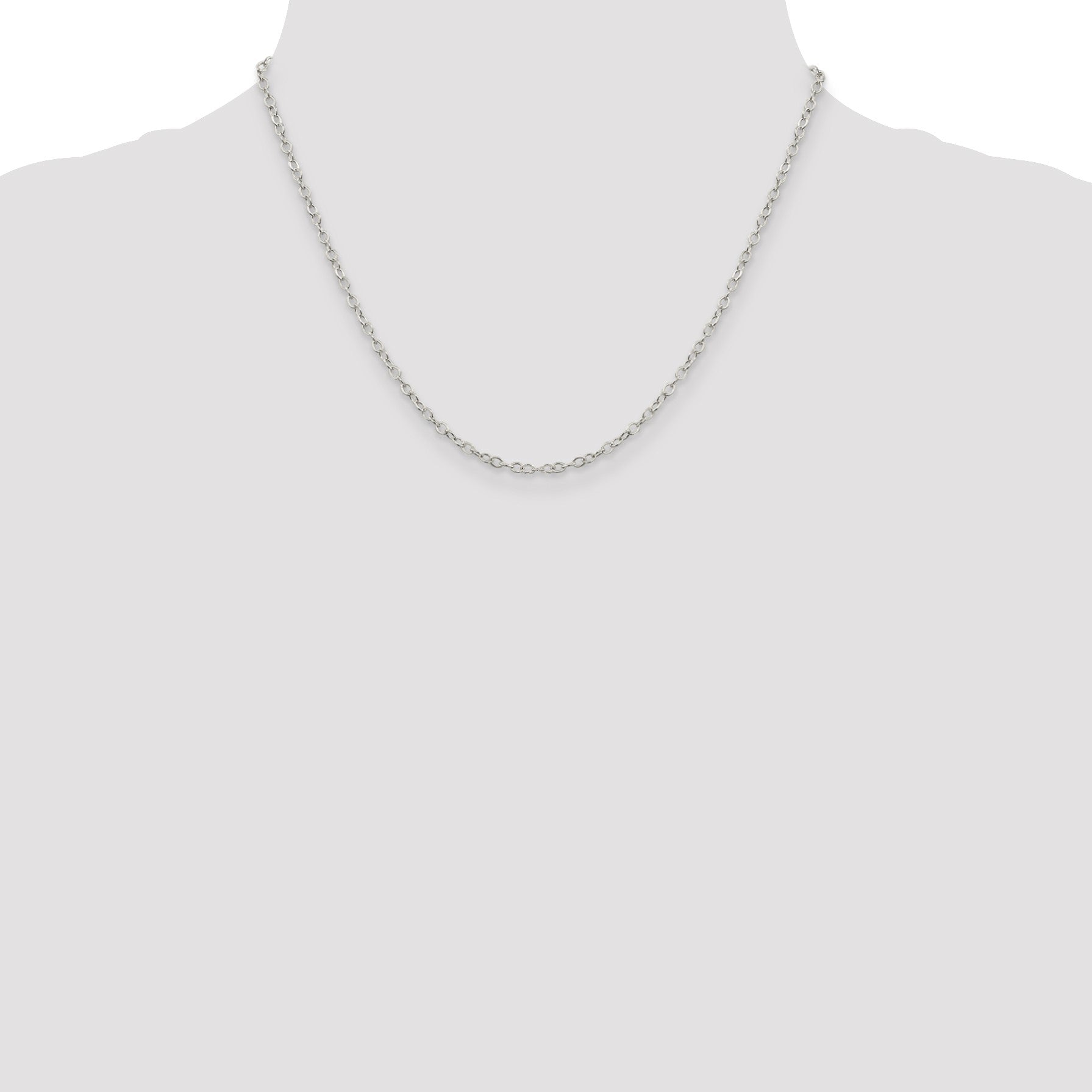 Sterling Silver 2.5mm Flat Open Oval Cable Chain
