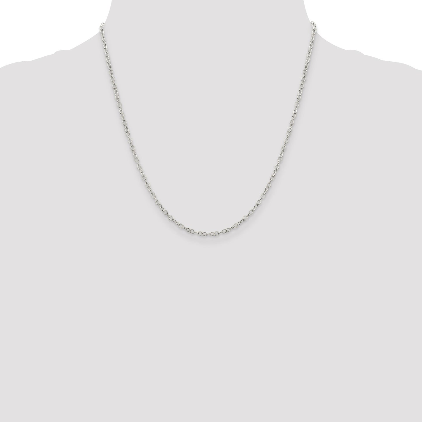 Sterling Silver 2.5mm Flat Open Oval Cable Chain