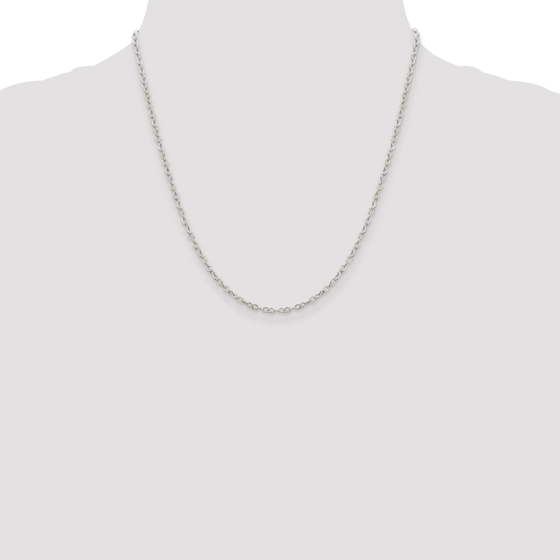 Sterling Silver 2.5mm Flat Open Oval Cable Chain