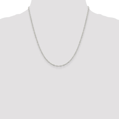 Sterling Silver 2.5mm Flat Open Oval Cable Chain