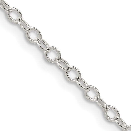 Sterling Silver 2.5mm Flat Open Oval Cable Chain