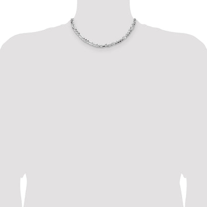 Sterling Silver 6.1mm Flat D/C Pave Figaro Chain