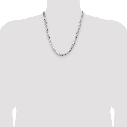 Sterling Silver 6.1mm Flat D/C Pave Figaro Chain