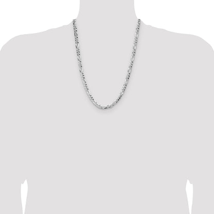 Sterling Silver 6.1mm Flat D/C Pave Figaro Chain